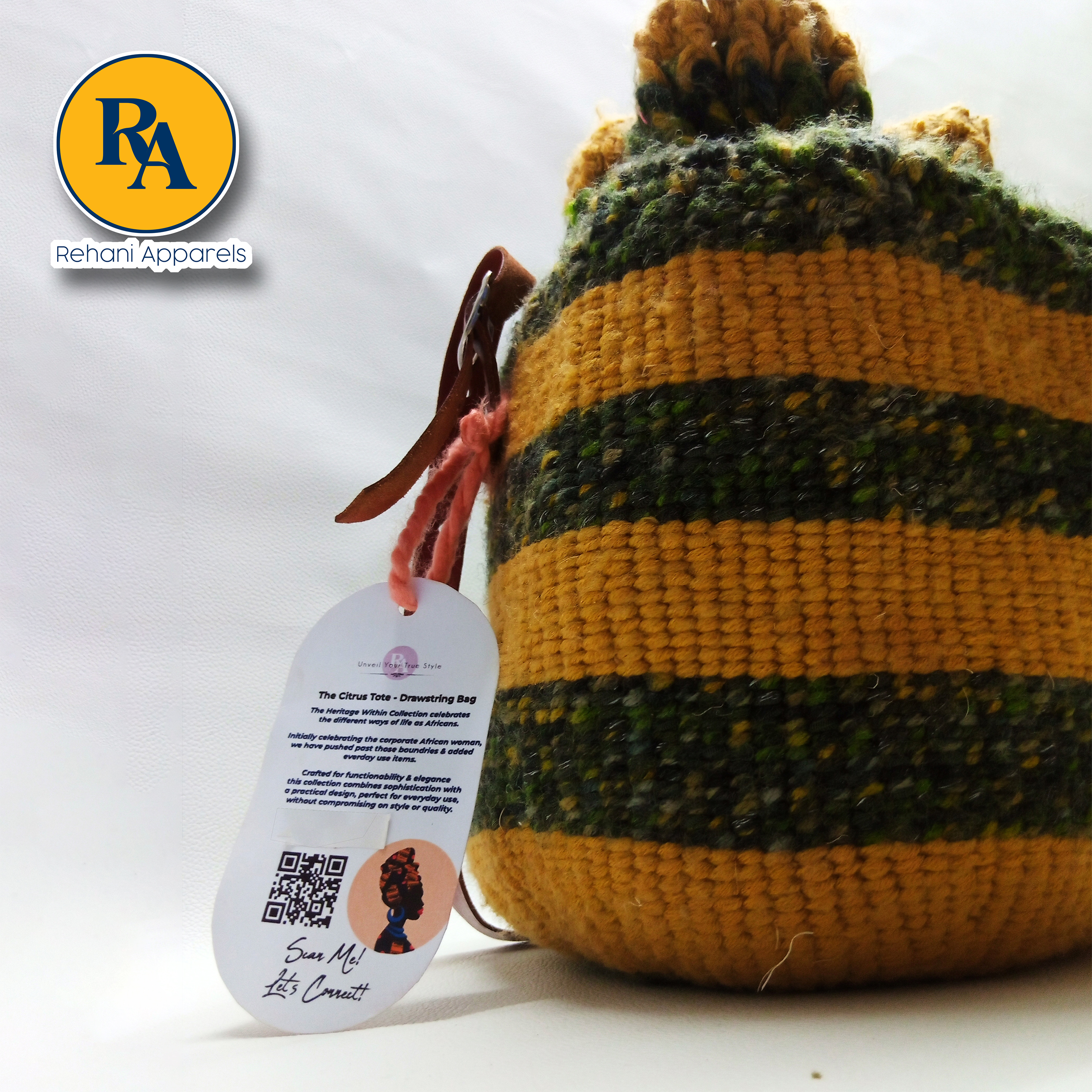 The Citrus Tote - Handwoven Drawstring Bag